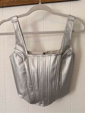 Japna Silver Faux Leather
Bustier Tank